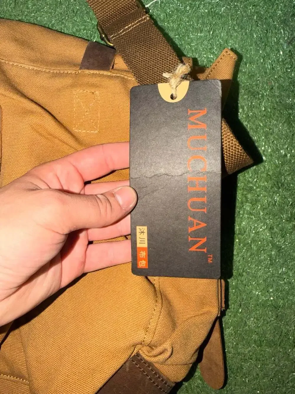 Muchuan Canvas and Leather Messenger Bag Brown